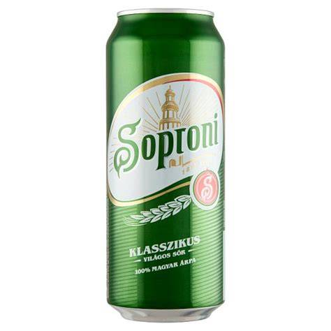 Soproni Klasszikus dobozos sör arany hab