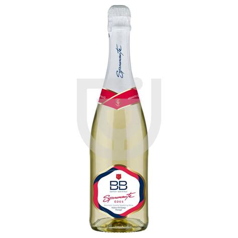 A BB Spumante pezsgő palackja és pohár