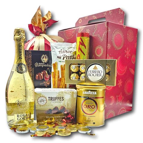 ajándékcsomag pezsgővel és édességekkel