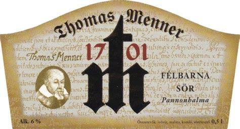 Thomas Menner 1701® sörök palackjai