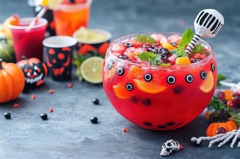 Halloween punch bowl with cherries