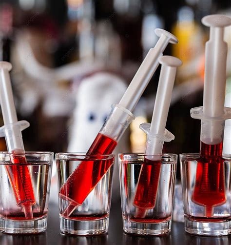 Syringe cocktails with grenadine