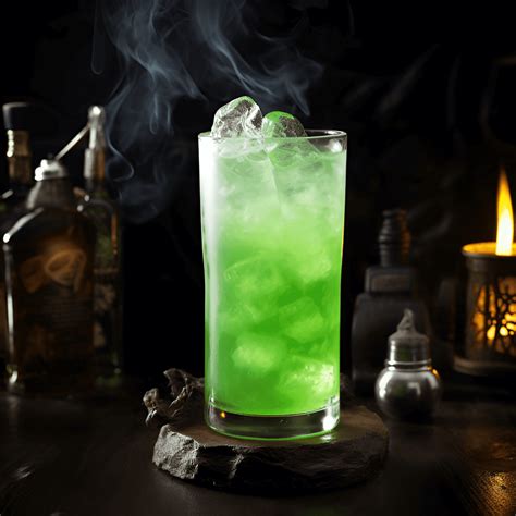 Green Frankenstein cocktail with gummy worms
