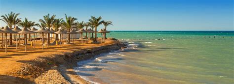 Hurghada tengerpartja pálmafákkal