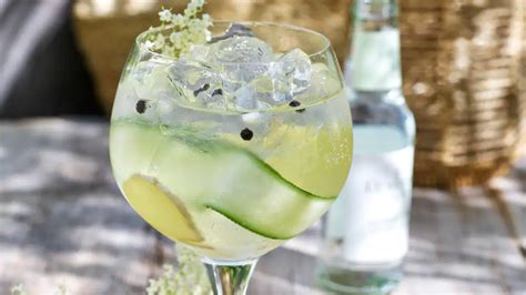 Uborkával és bodzával díszített Gin Tonic