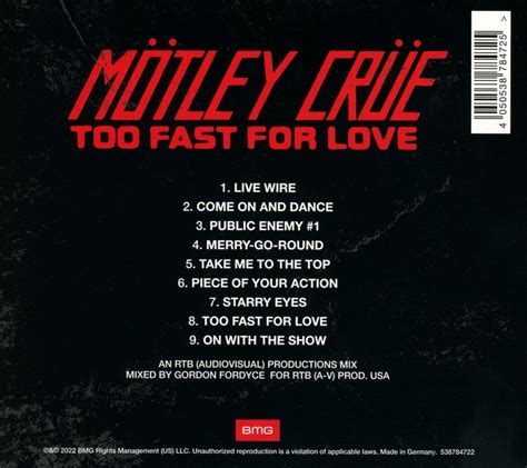 Mötley Crüe Too Fast For Love album borító