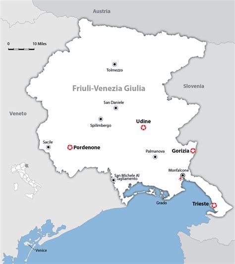Térkép Friuli-Venezia Giulia borrégióiról
