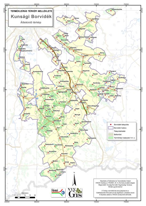 A Kunsági borvidék térképe