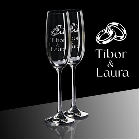 személyre szabott pezsgős pohár esküvőre