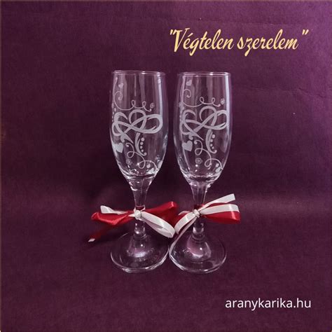 Gravírozott pezsgős pohár