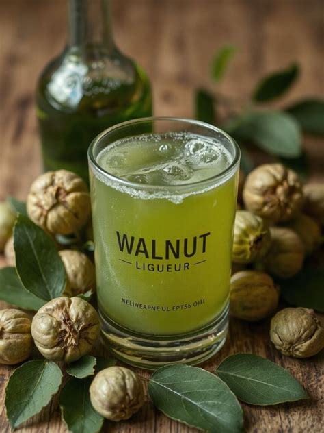 Üvegben érő zöld dió likőr