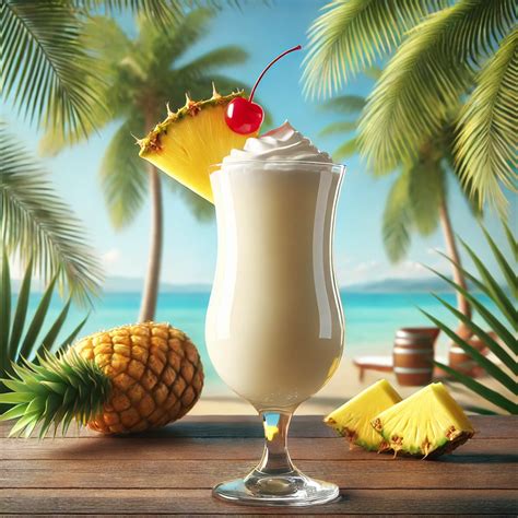 Piña Colada koktél trópusi dekorációval