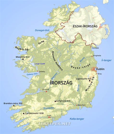 Írország térképe a Guinness sörgyárakkal