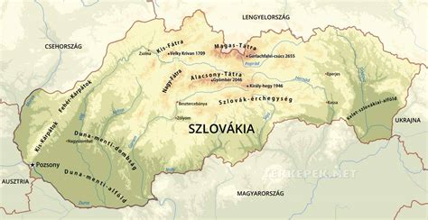 Szlovákia és Magyarország térképe