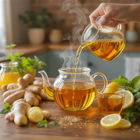 friss gyömbér és gyömbértea