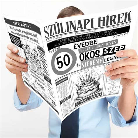 Vicces szülinapi újság címlapja