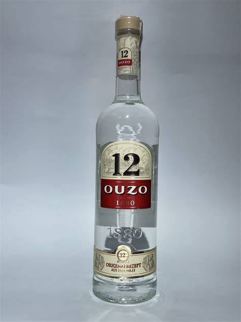 Ouzo 12 palack és pohár
