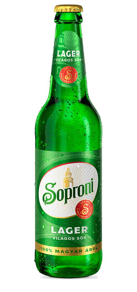 Soproni Szűretlen Lager palack és pohár