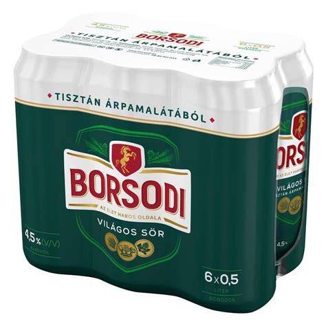 Borsodi sör doboz és palack az asztalon
