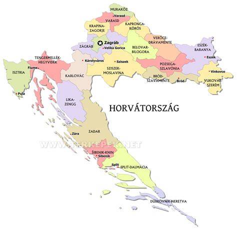 térkép Horvátország hivatalos nyelvek