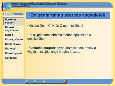 oxigéntartalmú szénvegyületek kategorizálása (OH csoport)
