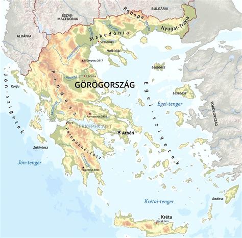 Görögország térképe szőlőültetvényekkel