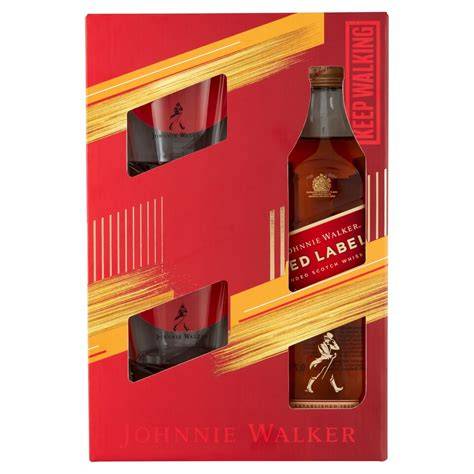 Johnnie Walker Red Label palack és pohár