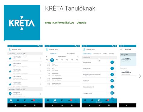 KRÉTA rendszer felület