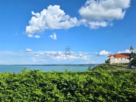 Balaton-parti borterasz panorámával