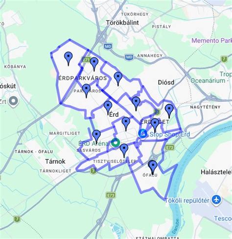 Térkép Érd tömegközlekedési útvonalairól