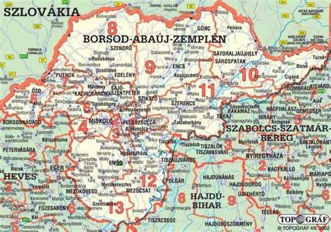 Borsod-Abaúj-Zemplén megye térképe turisztikai látnivalókkal