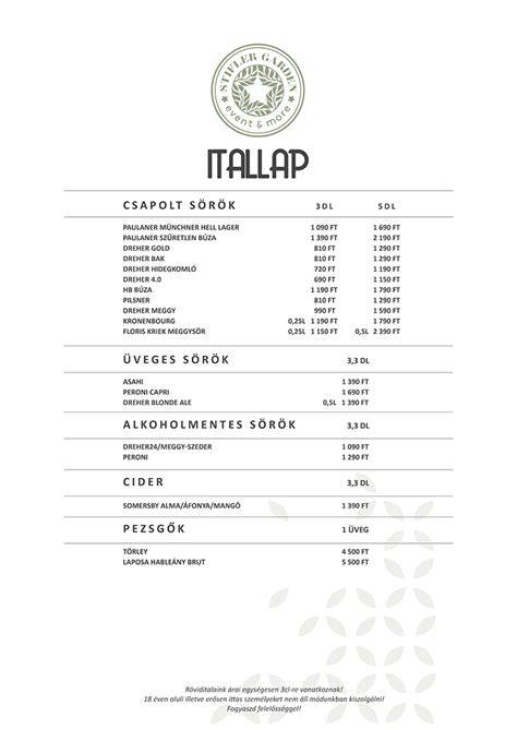 koktélok és itallap vizuális ábrázolása