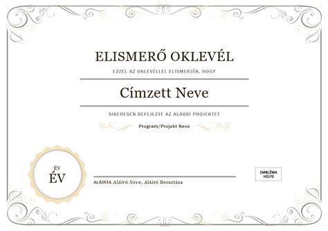 Borverseny oklevél minta