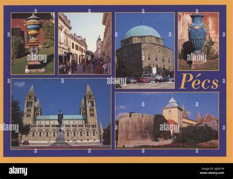 Pécs city skyline and landmarks