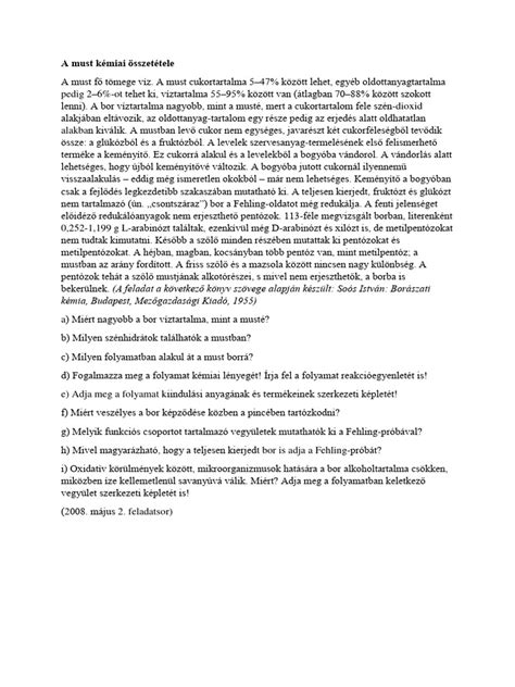 Must kémiai összetételének ábrája