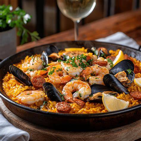 Paella spanyol tál